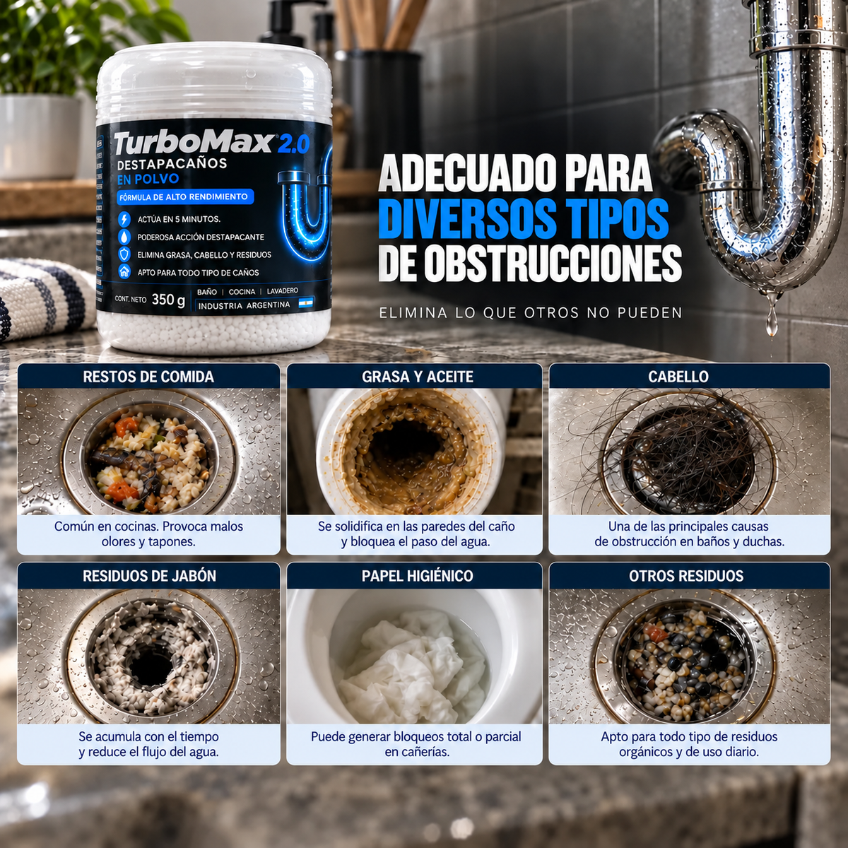 TurboMax Destapacañerías 350 g